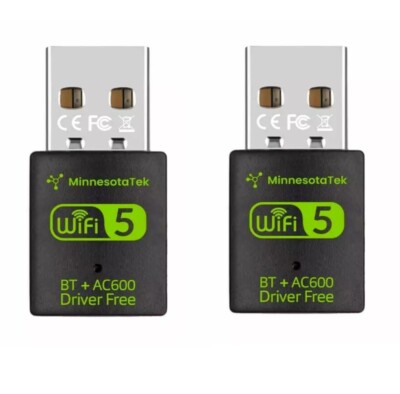 2x USB WiFi Bluetooth Adapter 600Mbps 2.4G/5Ghz Dual Band Wireless Card