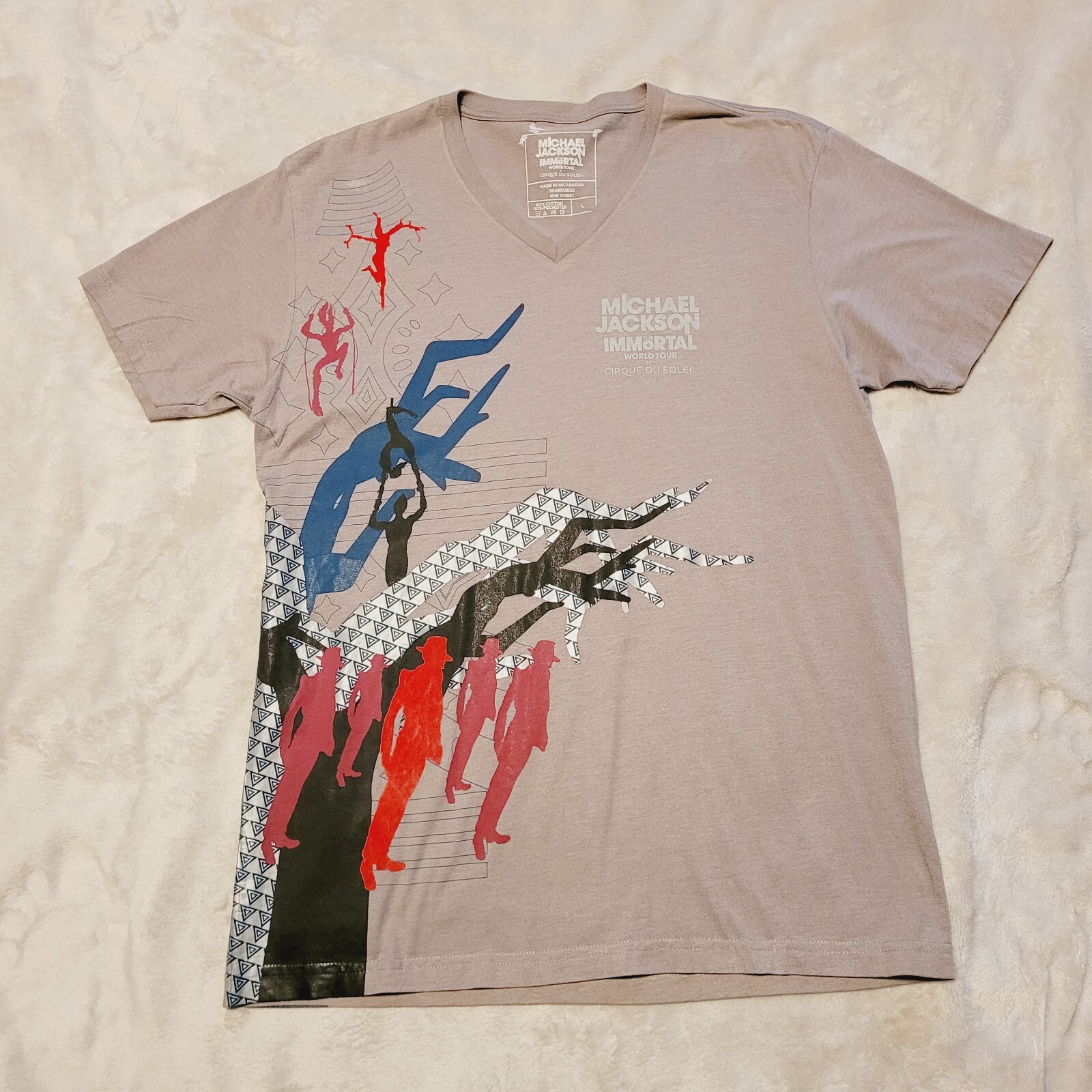 Cirque du Soleil Michael Jackson T Shirt Mens L Immortal World Tour AOP V Neck