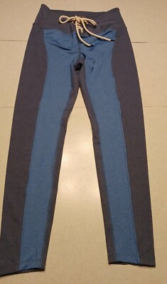 Year Of Ours Women's Leggings Size Large Blue Colorblock Rope Drawstring