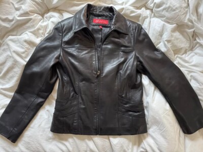 Vintage Anne Klein 90s Black Leather Jacket M