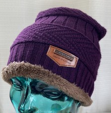 WOMENS HINDAWI WINTER KNIT HAT SUPER SOFT INSIDE  OUT PURPLE OSFM EXC COND  22