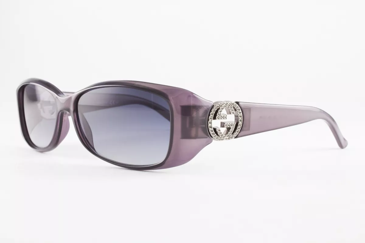 Rare Authentic Gucci GG 3557 L45 55mm Purple Silver Sunglasses
