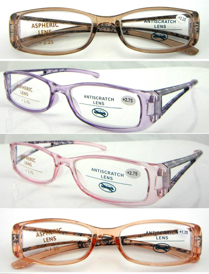 Leichte Lesebrille Kunststoff Gummi Farbe stilvoll Blumen Design Arme L347