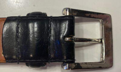 Brooks Brothers 346 Dress Belt Black Leather Silver Tone  display picture 1