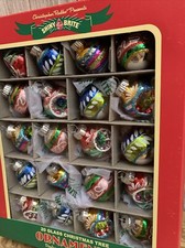 1 Box/20 RADKO Shiny Brite Retro Confetti Mini Glass Indent Christmas Ornaments