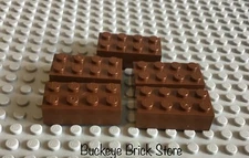 LEGO 2x4 Old Brown Brick 3001 Lot of 5, 10018 4708 4707 7184 4119 7194 4491