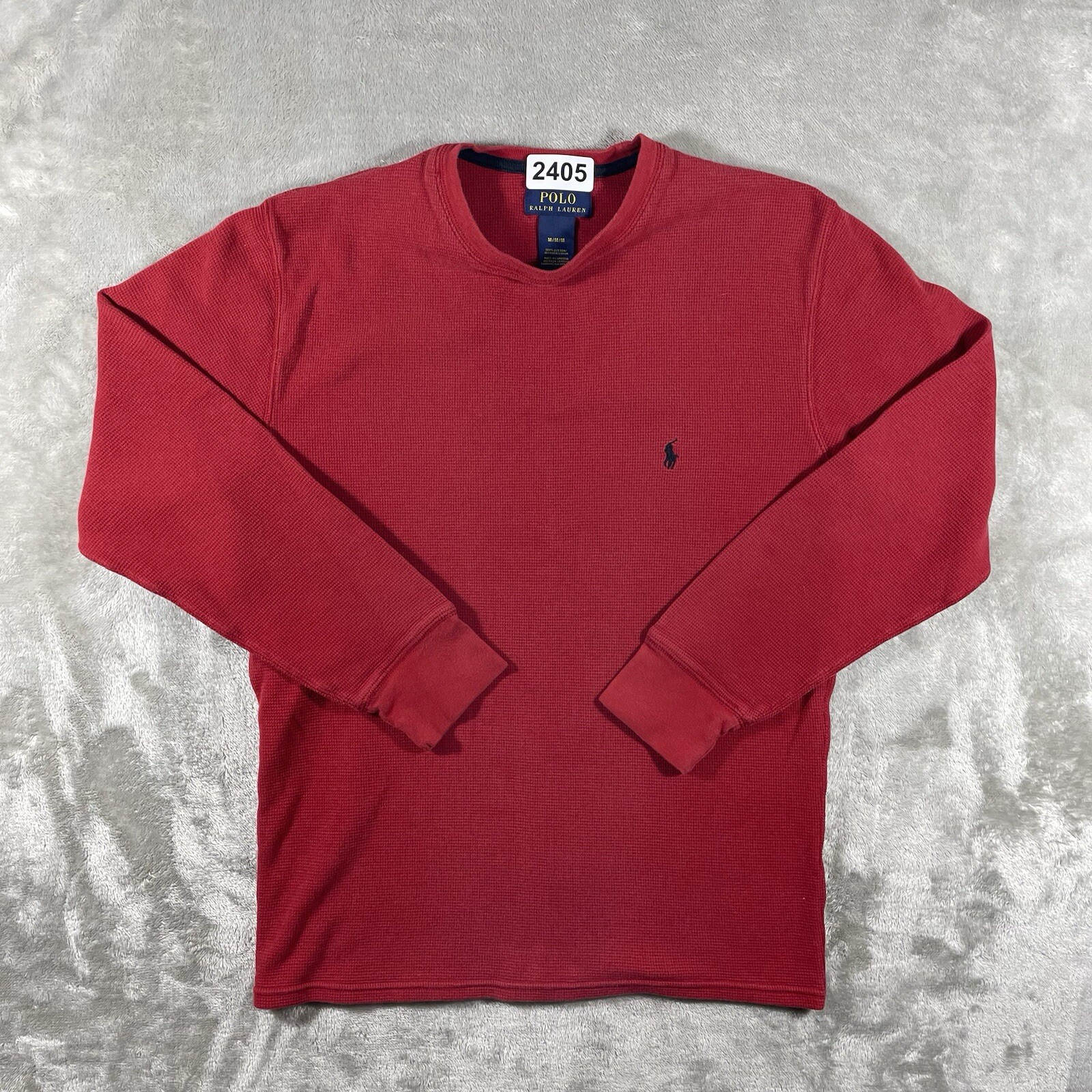 PONY Polo Ralph Lauren uomo camicia termica media rossa manica lunga maglia waffle 2405