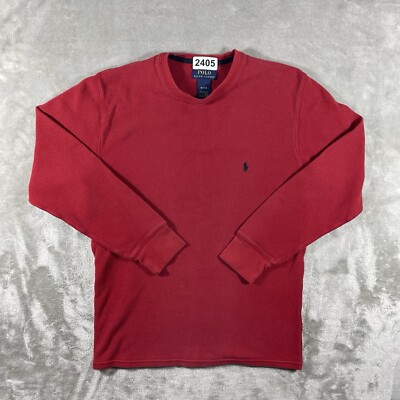 Polo Ralph Lauren Mens Thermal Shirt Medium Red Long Sleeve