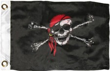12x18 Pirate Red Hat Jolly Roger Flag Skull and Crossbones Boat Flag New
