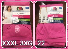 NEW NIP Fruit Of The Loom Thermal Top Womens 3XL 22 Pink Waffle Crew LS Top Pant