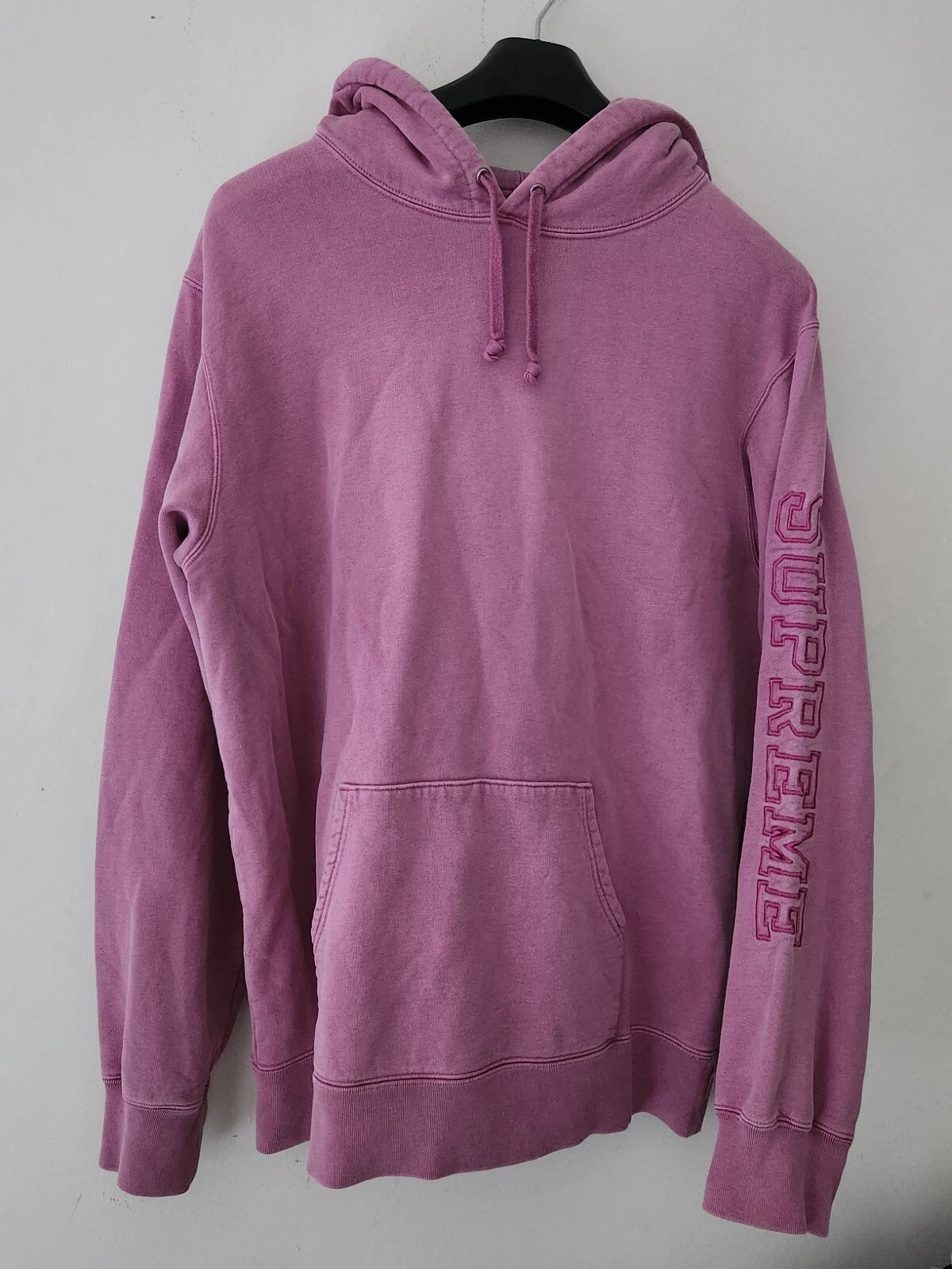 Sweat à capuche SS19 Supreme overdyed taille L grand sweat à capuche magenta rose