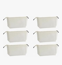 White Cotton Canvas Makeup Bag Set for Toiletries and DIY Crafts
