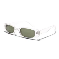 ShadyVEU Rectangular Slim Wide Frame 90s Style Small Hype Fashion UV Sunglasses