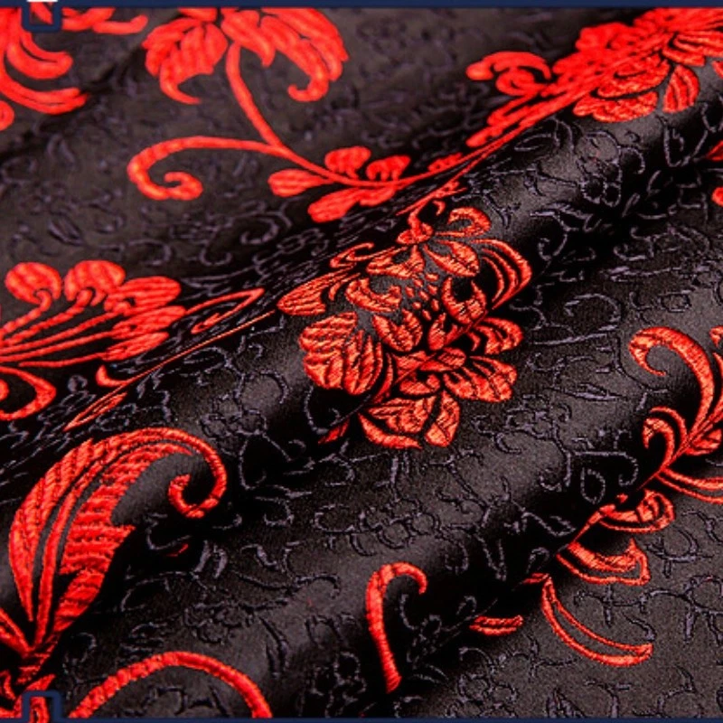 Chinois Satin Matériel Brocart Jacquard Damassé Tang Suit Tapisserie À Mètre Red - Photo 3/4