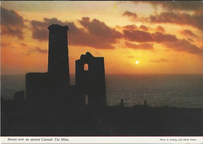 20413 - Postkarte zeigt Sonnenuntergang über einer kornischen Blechmine