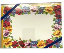 Colors By Design Flat Notecards Floral Border Red Blue Yellow Flowers 10 Cards