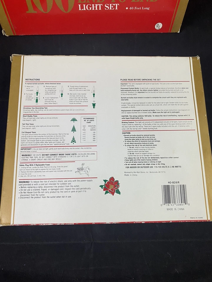 Christmas Lights RED Holiday Time 100 Super Bright End-to-End 2 Sets-46ft - Image 2 of 3