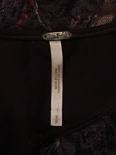 Free People Lace Top Blousy Shirt Wide Sleeves Fitted Bottom Hippie Purple Sz SP - 第 11/11 張圖片