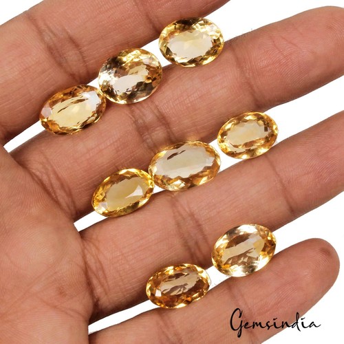 56 Ct Natural Yellow Citrine Oval Cut Loose Faceted 13-15mm Gemstones Lot~8 Pcs - Picture 2 of 6