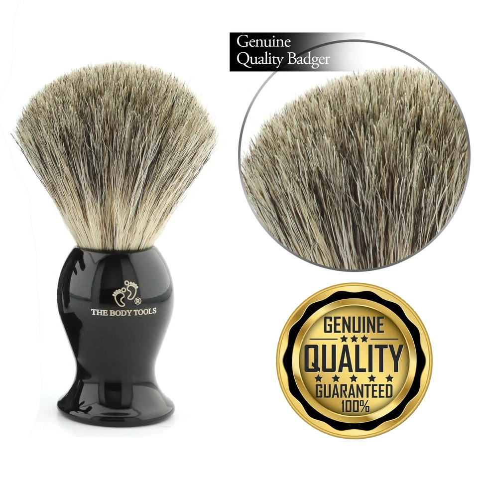 THE BODY TOOLS Shaving Brush Luxury Super Badger Hair Black Handle in Aluminium Handle Material