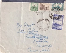 SCW 1937 cover from Puerto de la Luz (Canarias) to Tenerife with local label 187