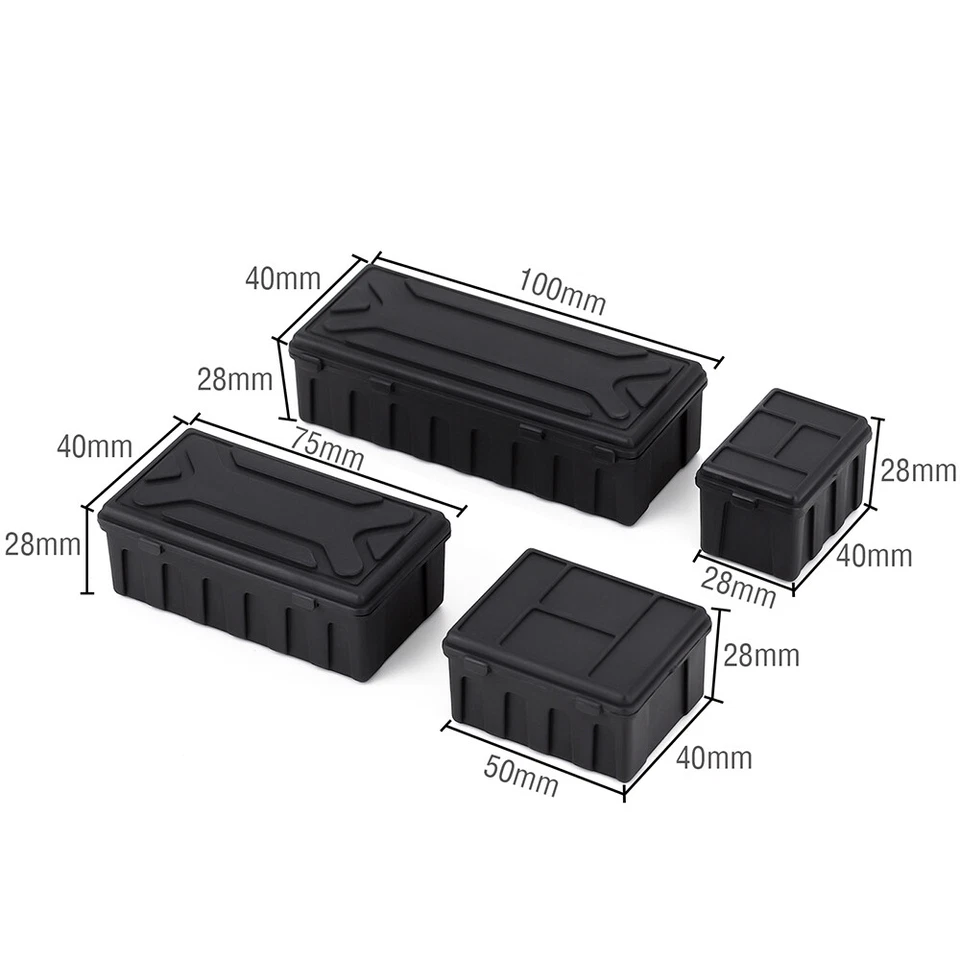 4pcs Luggage Storage Box Set for 1/10 RC Crawler Car Axial SCX10 TRX4 TRX6 HSP - Photo 3/4