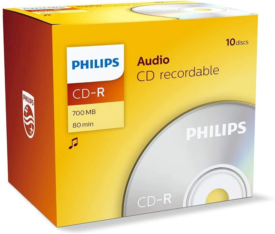 10 Philips CD-R Audio RECORDABLE CD's 10 Pack Jewel Case Blank CD Discs