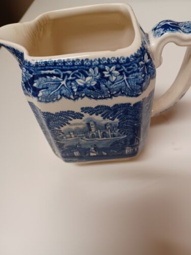 Vintage Mason's Vista England Cream Pitcher Blue - Picture 2 of 4