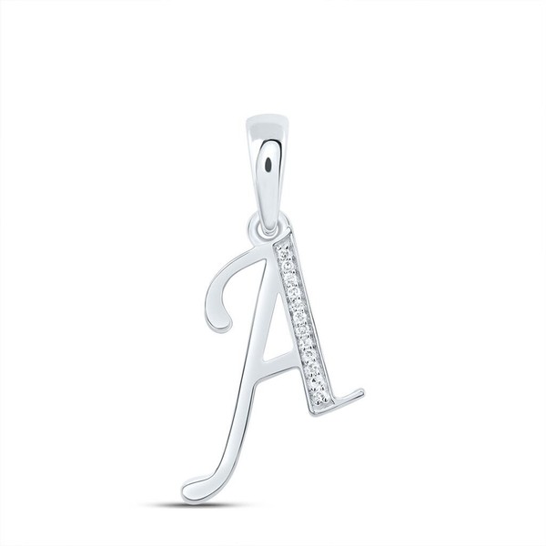 "10K WeißGold Rundschliff Diamant Damen Initial \"K\" AnhäNger 1/12 Ct."-image