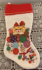 Cat Christmas Stocking 16 In Red White Felt Yellow Kitten Santa Bow Ornaments