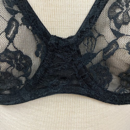 GILLIGAN & O’MALLEY Black Lace Floral Bra SIZE 34C #17730 Adjustable Strap - Picture 2 of 8