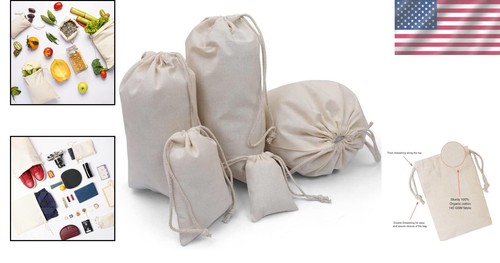 Multipurpose Reusable Cotton Bags - 100Pcs Eco-Friendly Drawstring Gift Bags - Picture 2 of 9