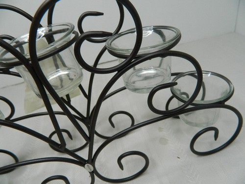 Home Elements Wire Candle Holder w/5 Glass Votives 13.25"LX 8"HX 3"W Open Box - Picture 5 of 14