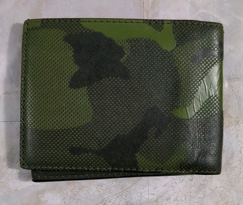 Jack Spade Camo Green Bifold Leather Card Wallet - Picture 3 of 7
