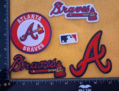4 Qty ATLANTA BRAVES + ONE MLB LOGO BASEBALL IRON ON PATCHES