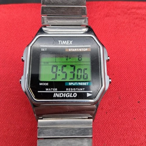 Vtg Timex Indiglo Men Multifunction 34mm Quartz Digital Watch New Battery