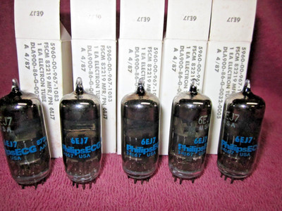 5pcs NIB Philips ECG/Sylvania 6EJ7/EF184 Tubes Dark Glass TESTED!