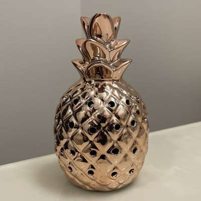 Pineapple Tropical Figurine Gold Tone Metallic Coastal Beach House Decoration