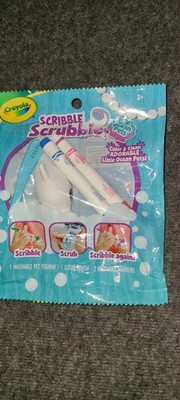 Crayola Scribble Scrubbie Ocean Pets With Scrub Brush And Markers Set Of 2 New