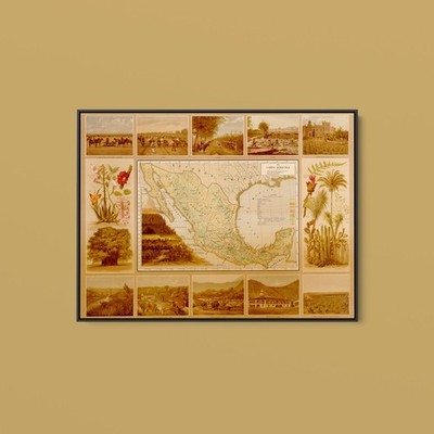 Vintage Maps - Agricultural Map of Mexico - Art Print on Paper or Canvas