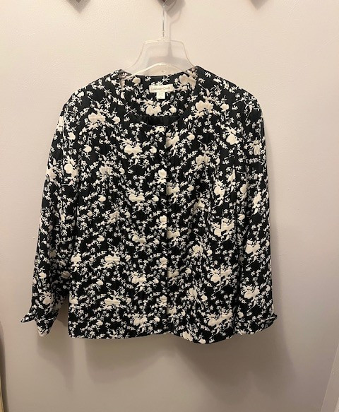 Women's Coldwater Creek Black & White Floral Quilted Blazer, Size 18. Ex Cond!