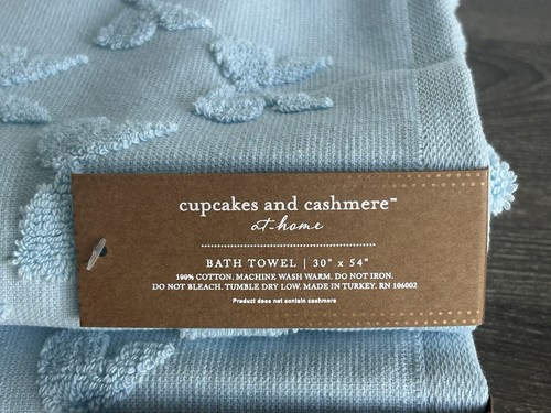 Cupcakes and Cashmere 6 pc Bath Towels Set 100% Cotton Blue Bows NEW! - Picture 13 of 14