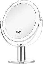 Vanity Mirror Makeup Mirror with Stand, 1X/15X Magnification Double Sided 360 De