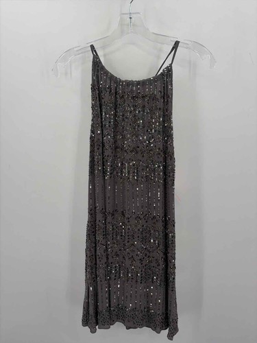 Pre-Owned Calypso Grey Size Medium Beaded Short Sleeveless Dress