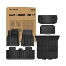 2025 New Tesla Model Y Juniper Floor Mats 5-Seater, Set of 6 All Weather TPE ...