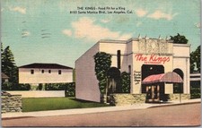 LOS ANGELES, Calif. Postcard THE KINGS RESTAURANT Santa Monica Blvd. LINEN 1947