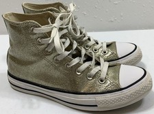 Converse Chuck Taylor All Star Hi Top Sneakers Shoes Womens 8.5 Sparkly Gold