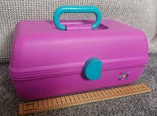 Vintage Caboodle Turquoise/Purple Vanity Travel Case 80/90's prestine condition 