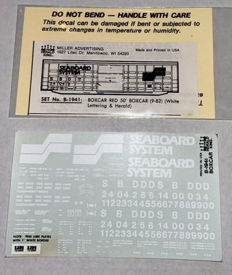 HERALD KING HO DECAL-SEABOARD SYSTEM 50  WAFFLE SIDE BOX-RED w/WHT LETT  #B-1941