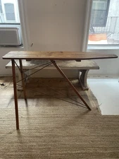 Antique Wood And Metal Ironing Board 58x12x3